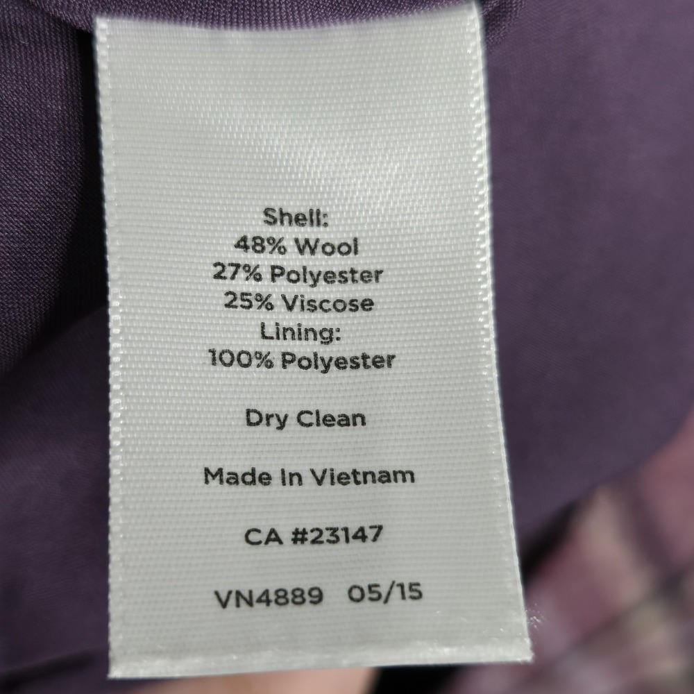 Talbots Wool Blend Plaid Mini Skirt 6 Purple Pink Check A-Line Preppy Academia - Picture 8 of 8
